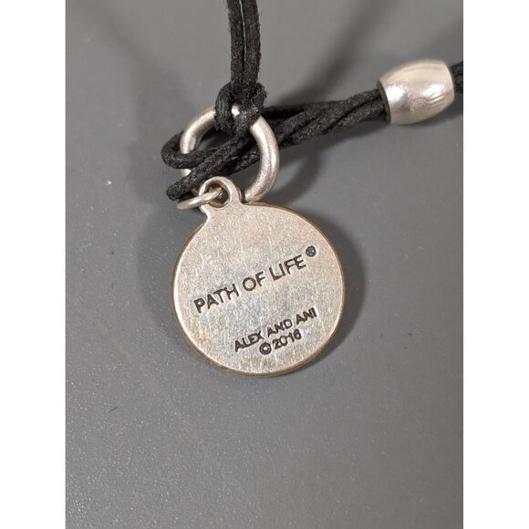 Alex and Ani Path of Life Sterling Silver Black Adjustable Cord Bracelet - Picture 3 of 5